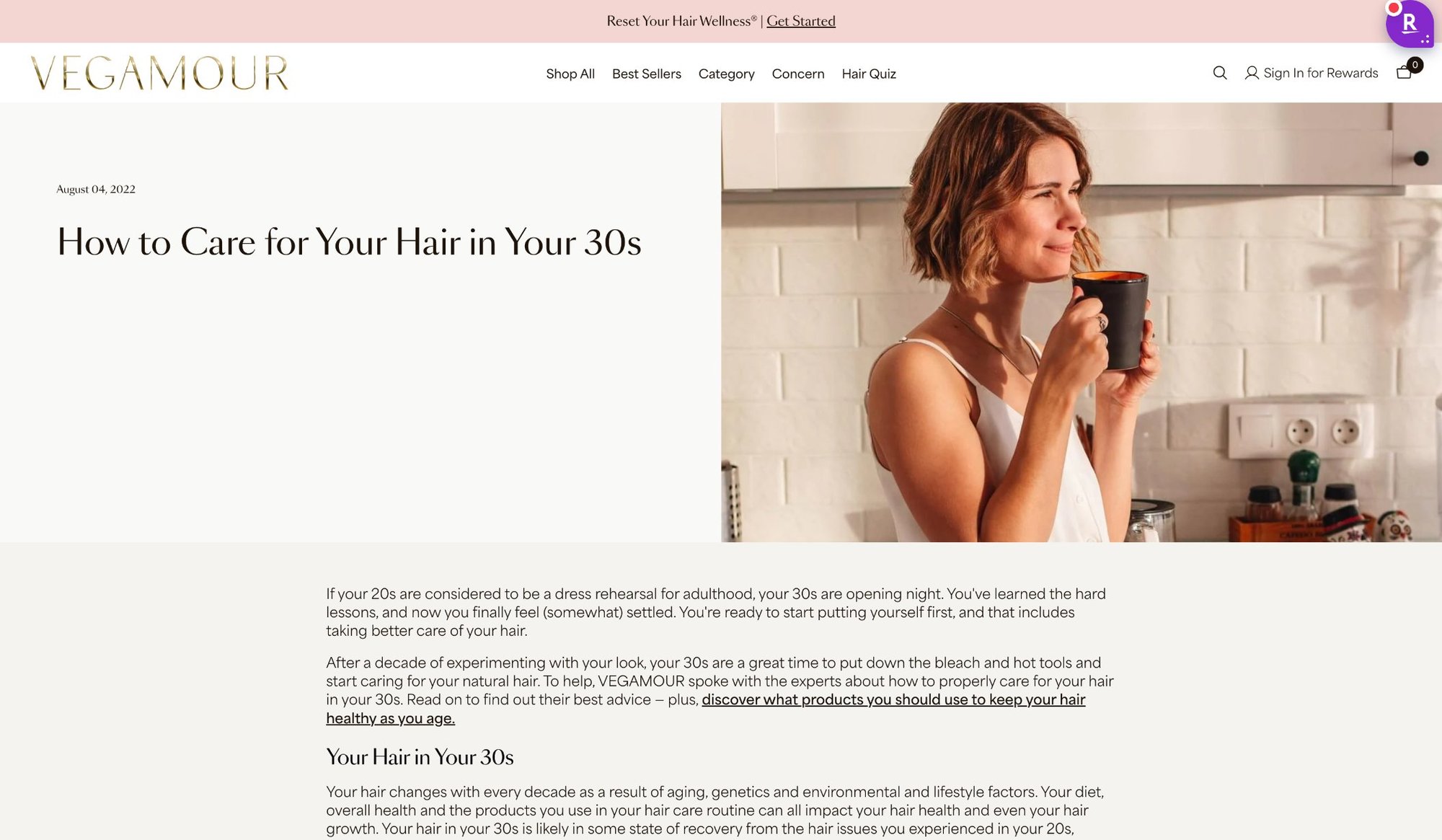 VEGAMOUR article, How to Care for Your Hair in Your 30s