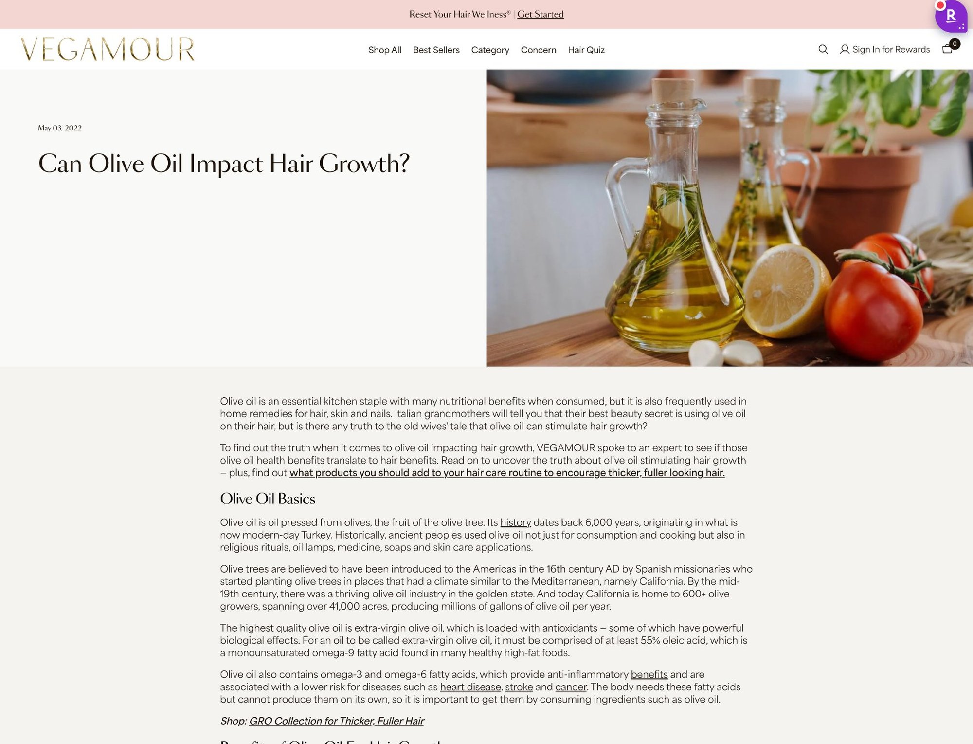 VEGAMOUR article, Can Olive Oil Impact Hair Growth