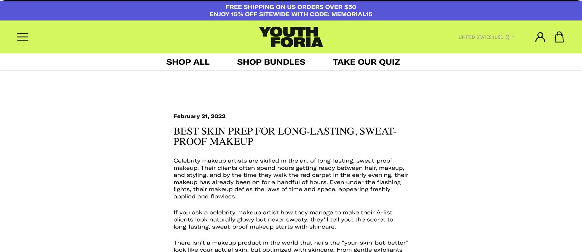 Youthforia article, Best Skin Prep for Long-Lasting Sweat-Proof Makeup, ghostwritten for founder Fiona Co Chan